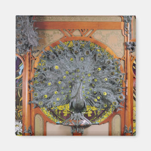 A peacock from the central panel of a mural magnet