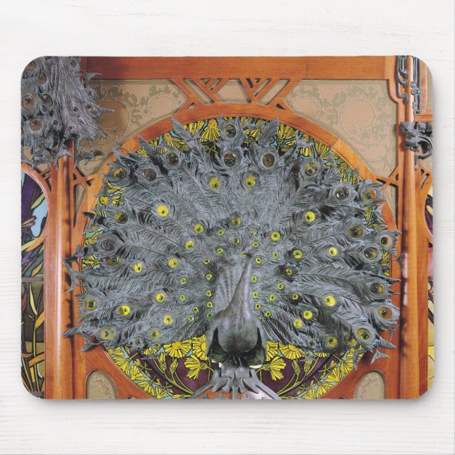 A peacock from the central panel of a mural mouse mat (Front)