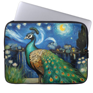 A Peacock in The Starry Night Laptop Sleeve