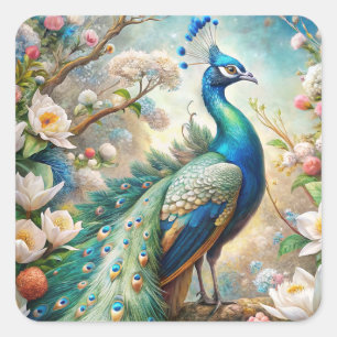 A Peacock Square Sticker