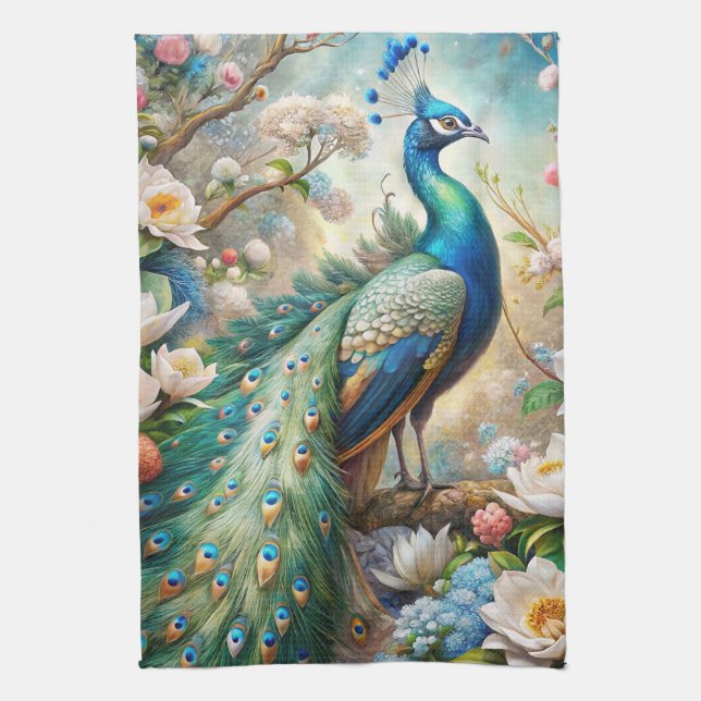 A Peacock Tea Towel (Vertical)