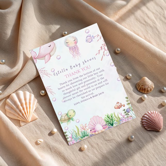 A Pearl Is on the Way – Under the Sea Baby Shower Thank You Card (Creator Uploaded)