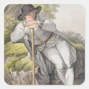 A Peasant of the Tesino Valley in Tyrol, from a co Square Sticker