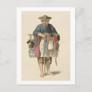 A Pedlar, plate 17 from 'The Costume of China', en Postcard