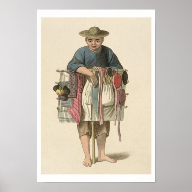 A Pedlar, plate 17 from 'The Costume of China', en Poster (Front)