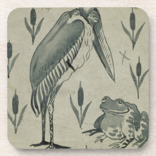 A Pelican and Frog in Conversation (w/c on paper) Coaster