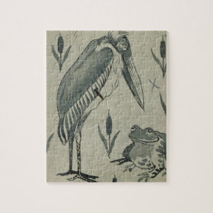 A Pelican and Frog in Conversation (w/c on paper) Jigsaw Puzzle