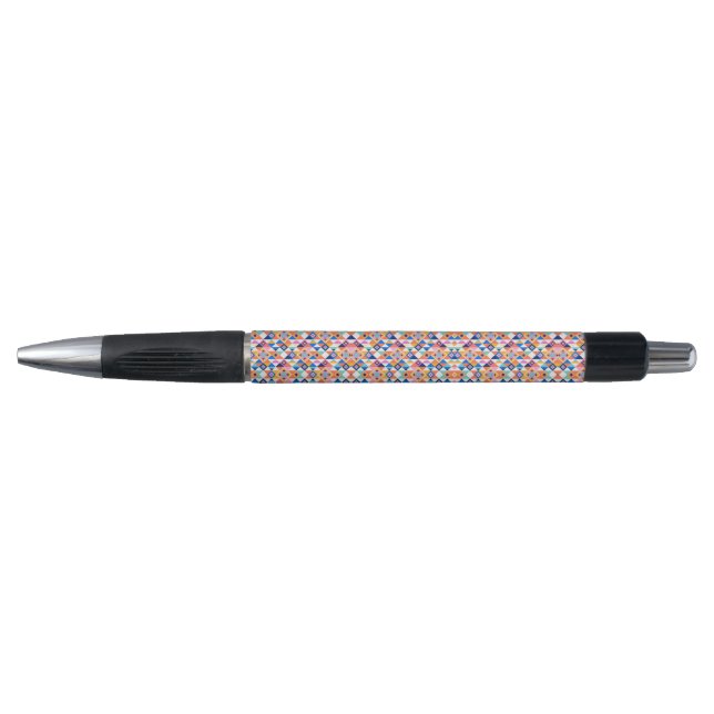 A pen with a colourful geometric pattern  (Front)