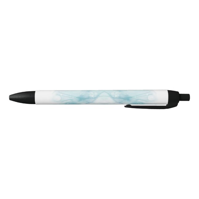 A pen with black tips and a clip features a light  (Bottom)