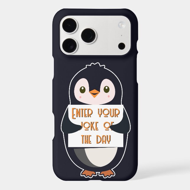 A penguin holding a sign with custom text (Back)