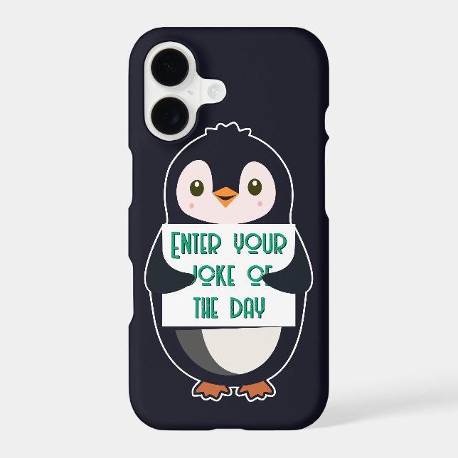 A penguin holding a sign with custom text (Back)
