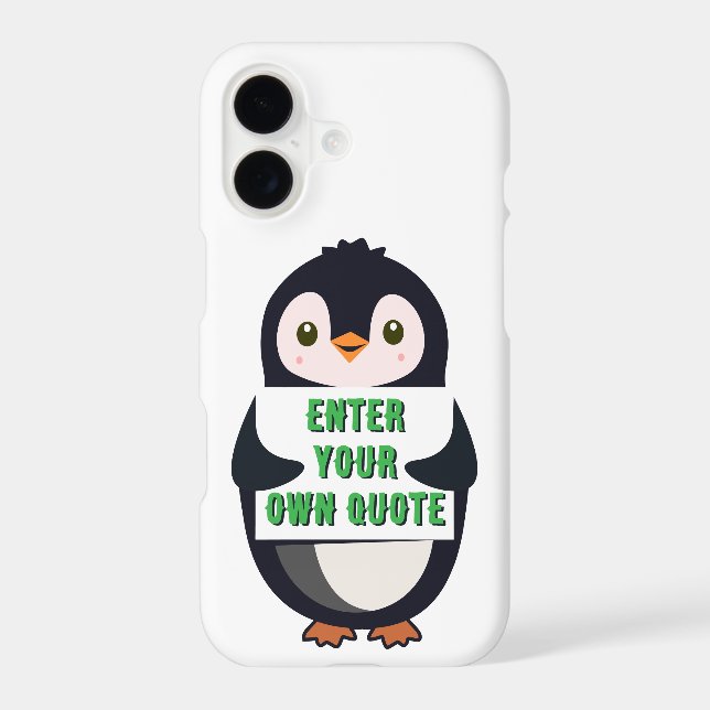 A penguin holding a sign with customizable text th (Back)