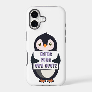 A penguin holding a sign with customizable text th