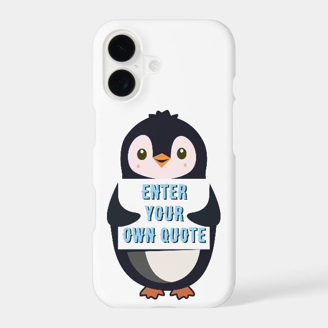 A penguin holding a sign with customizable text th (Back)