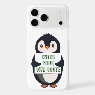 A penguin holding a sign with customizable text th