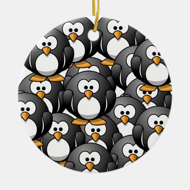 a penguin overload ceramic tree decoration (Front)