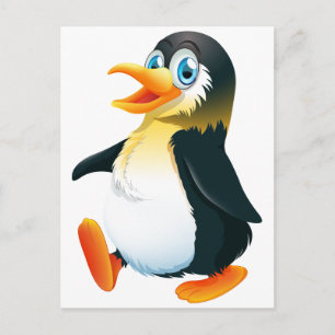 A penguin walking postcard