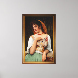 A Pensive Beauty by Eugen von Blaas Canvas Print