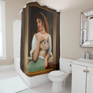 A Pensive Beauty by Eugen von Blaas Shower Curtain