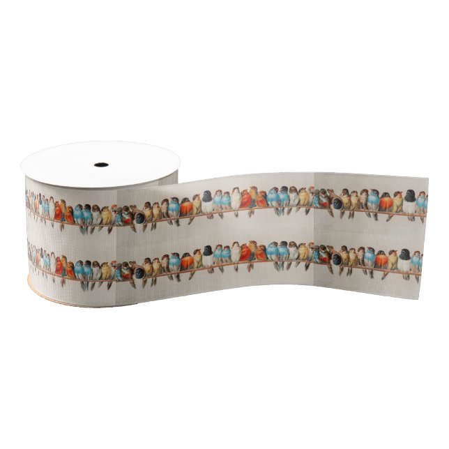 A Perch of Birds, 1880 by Hector Giacomelli Grosgrain Ribbon (Spool)