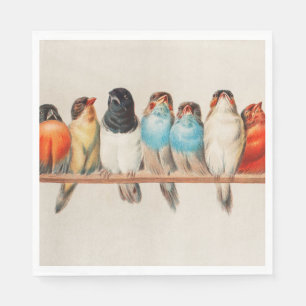 A Perch of Birds, 1880 by Hector Giacomelli Napkin