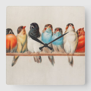A Perch of Birds, 1880 by Hector Giacomelli Square Wall Clock
