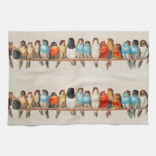A Perch of Birds, 1880 by Hector Giacomelli Tea Towel