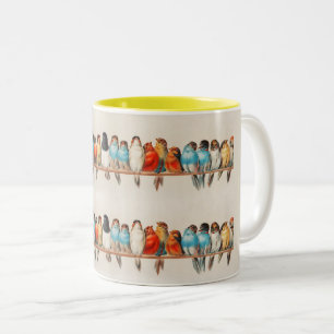 A Perch of Birds, 1880 by Hector Giacomelli Two-Tone Coffee Mug