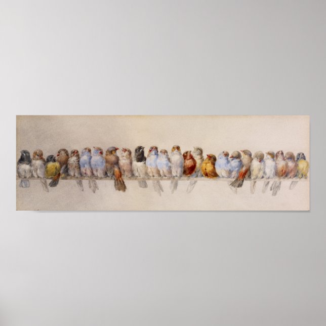 A Perch of Birds (1880) Hector Giacomelli Fullsize Poster (Front)