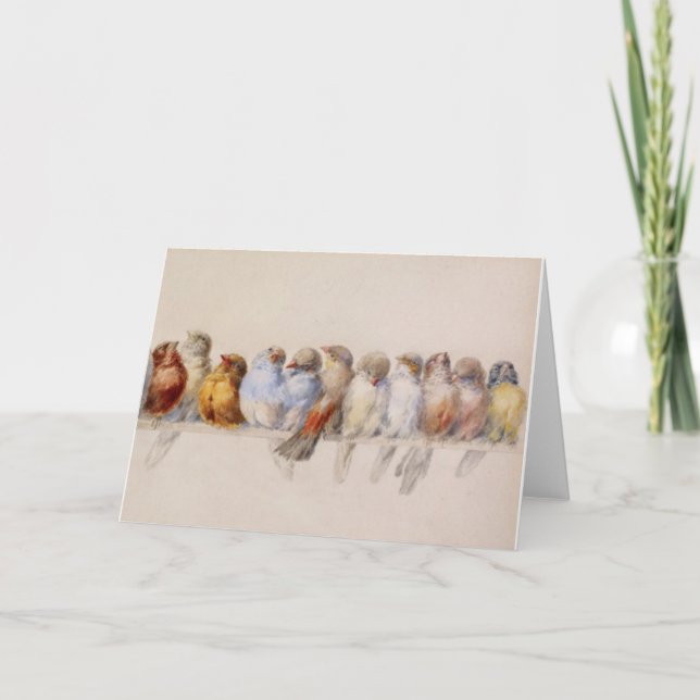 A Perch of Birds Hector Giacomelli 1880 Card (Front)