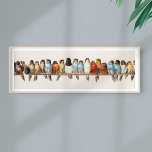 A Perch of Birds Vintage Finch Illustration, 1880 Poster<br><div class="desc">A Perch of Birds (1880) by Hector Giacomelli. 24 colourful finches in a row. Victorian era. Digitally edited.</div>