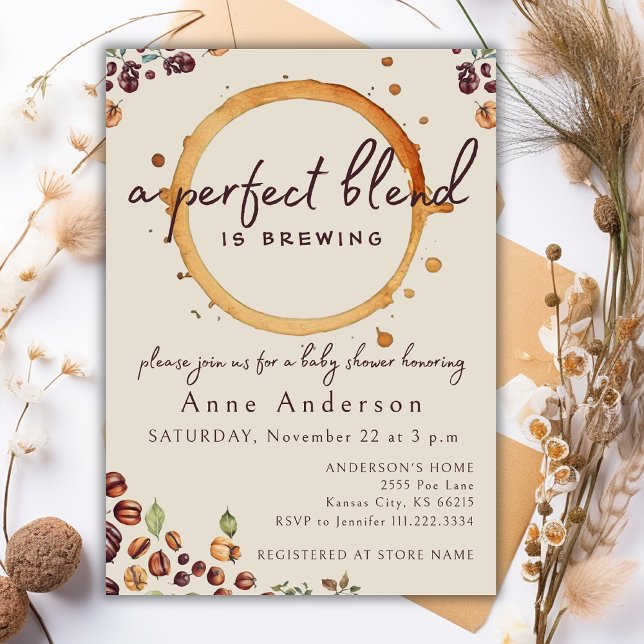 A Perfect Blend Is Brewing Coffee Baby Shower Invitation (Creator Uploaded)