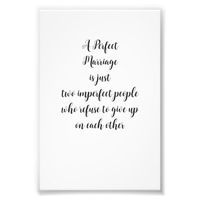 A Perfect Marriage Script Wedding Anniversary Photo Print (Front)
