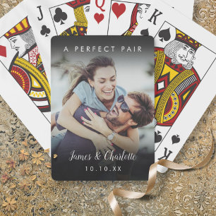A Perfect Pair Name Date Couple Photo Playing Cards
