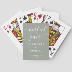A Perfect Pair Sage Green Wedding Favor Playing Cards