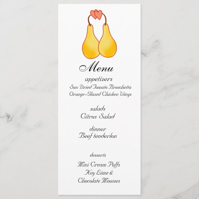 A Perfect Pair Wedding Menu (Front)