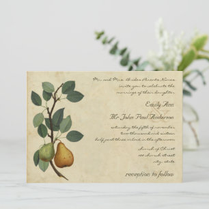 A Perfect Pear Pair Orchard, Barn, Farm Wedding Invitation