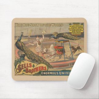 A Performing Zebu And Peacock With Clown Trainer Mouse Mat