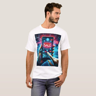 a person holding a phone with the word sale on it T-Shirt