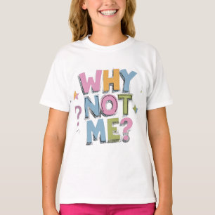 A person is wearing a white t-shirt with colourful