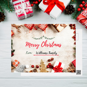 A Personalised Christmas postcard with gifts
