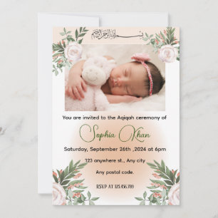 A Personalised design with peachy pink florals  Invitation
