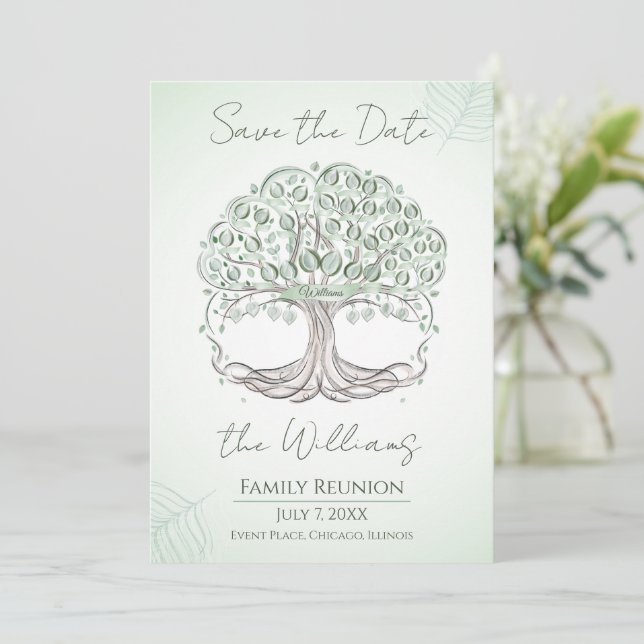 A personalised Family Tree Reunion Invitation (Standing Front)
