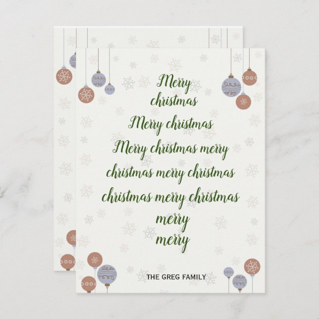 A personalised typography merry christmas card  (Front/Back)