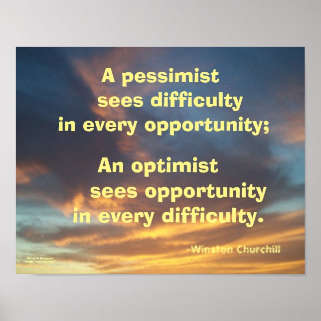 A PESSIMIST SEES DIFFICULTY CHURCHILL POSTER (Front)