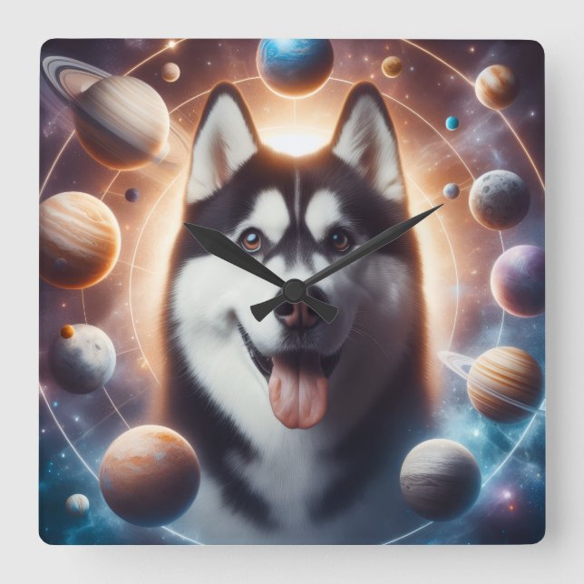 A PET in space Square Wall Clock (Front)