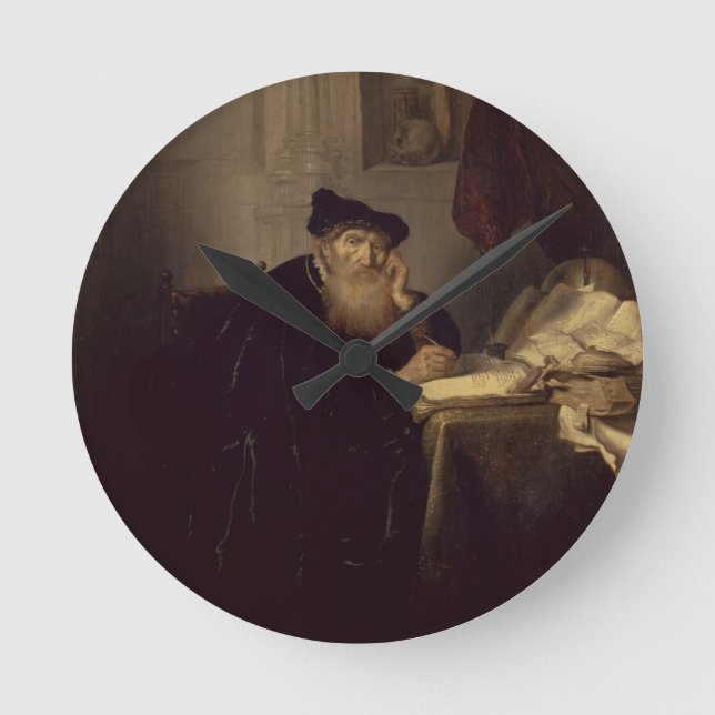 A Philosopher, 1635 (oil on panel) Round Clock (Front)