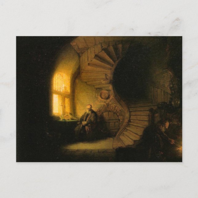 A Philosopher in Meditation by Rembrandt Postcard (Front)