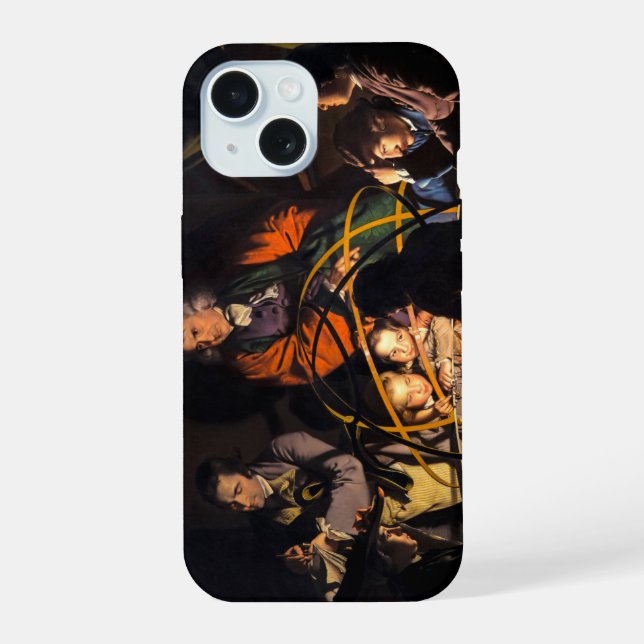 A Philosopher Lecturing on the Orrery Solar System iPhone 15 Case (Back)