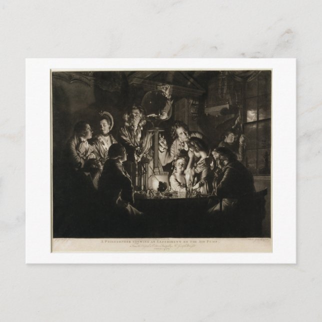 A Philosopher Shewing an Experiment on the Air Pum Postcard (Front)